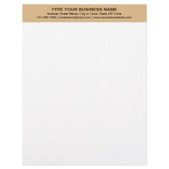 Center Aligned Plain Texts, Light Brown Heading of Letterhead
