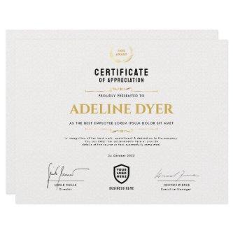 Certificate | Modern Business Logo Award Template