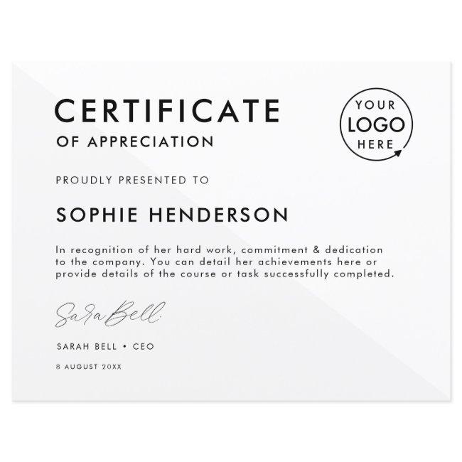 Certificate | Modern Business Logo Award Template