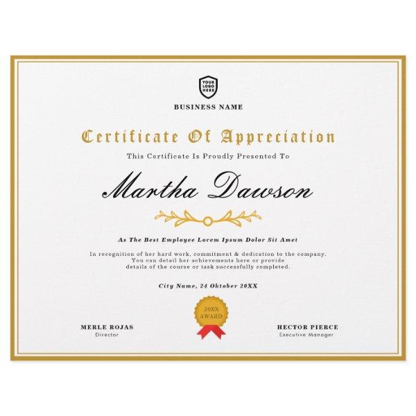 Certificate | Modern Business Logo Award Template