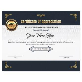 Certificate Of Appreciation