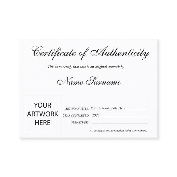 Certificate of Authenticity Artwork by Add Logo