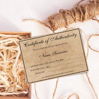 Certificate of Authenticity Artwork by Add Logo