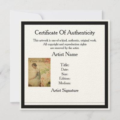 Certificate of Authenticity Template for Artists