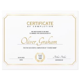 Certificate of Completion Award