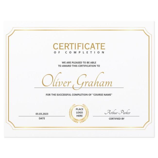 Certificate of Completion Award