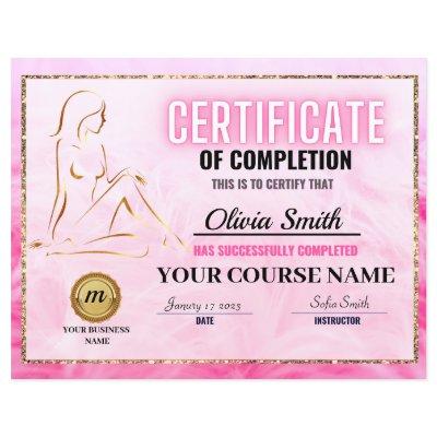 Certificate of Completion Template, Body Sculpting