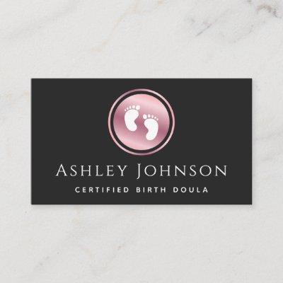 Certified Birth Doula Rose Gold Baby Feet Logo