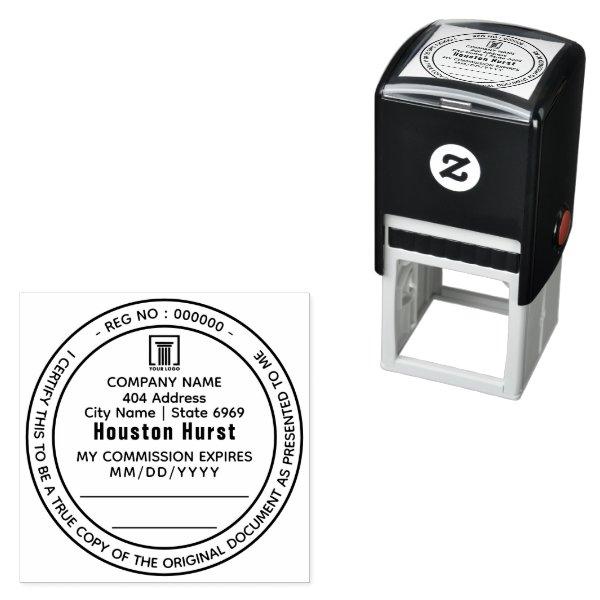 Certified true copy notary public law round black self-inking stamp