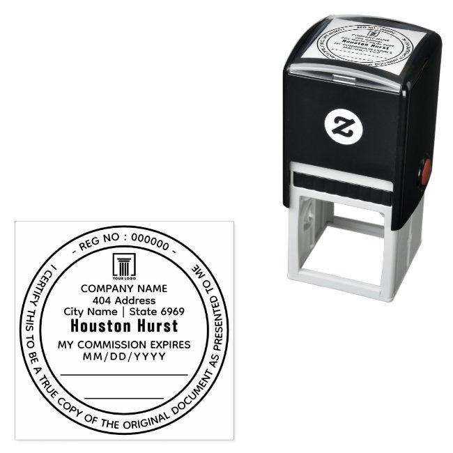Certified true copy notary public law round black self-inking stamp