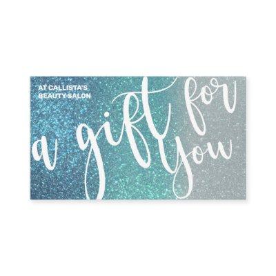 Cerulean Blue Teal Triple Glitter Gift Certificate