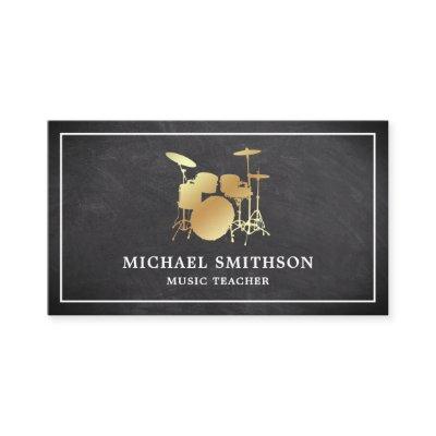 Chalkboard Music Teacher Gold Drum Kit Drummer