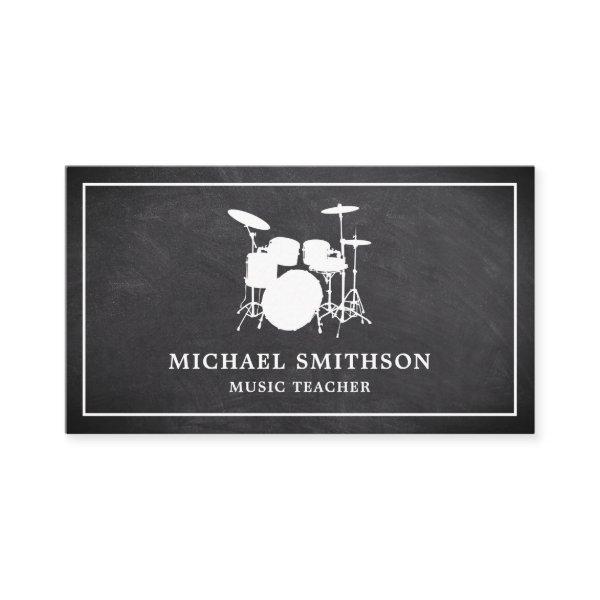 Chalkboard Music Teacher White Drum Kit Drummer