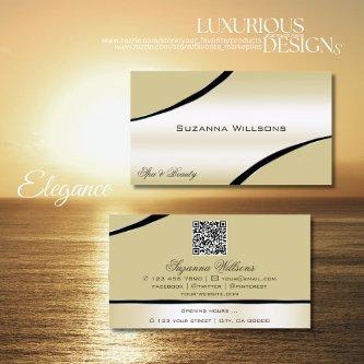 Champagne Beige Curved Decor Lines with QR Code
