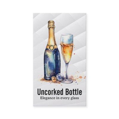 Champagne Bottle and Wine Glass | Watercolor Style