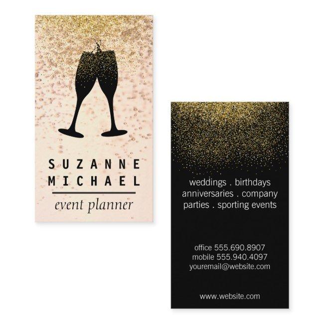 Champagne Bubbles | Glasses | Gold Confetti