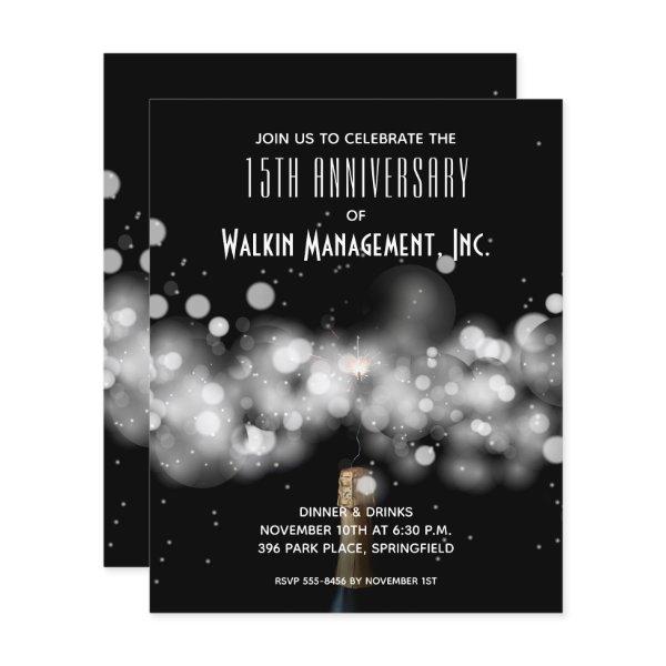 Champagne Business Anniversary Budget Invitations