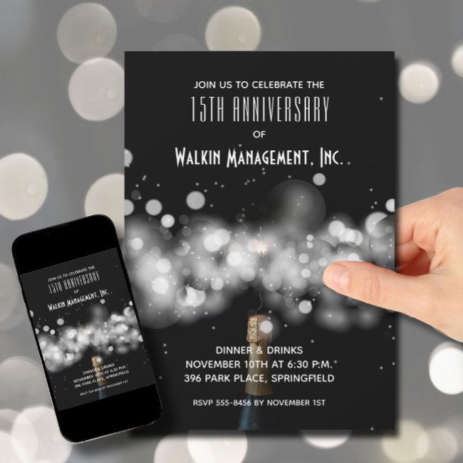 Champagne Business Anniversary Invitation