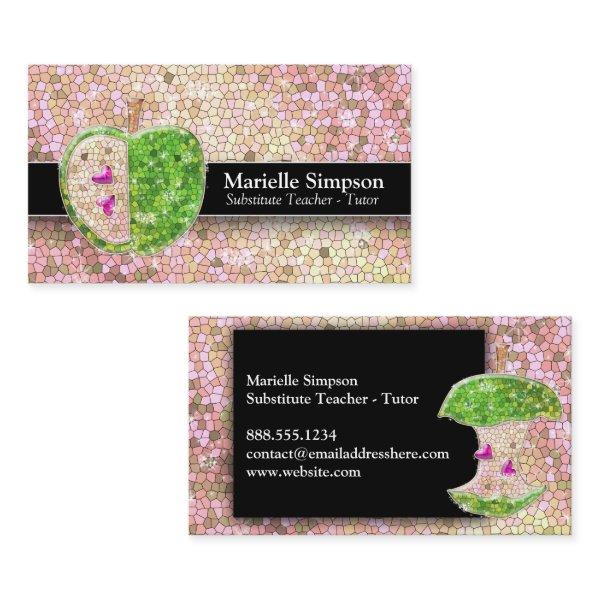Champagne Glitter Apple Substitute Teacher Tutor
