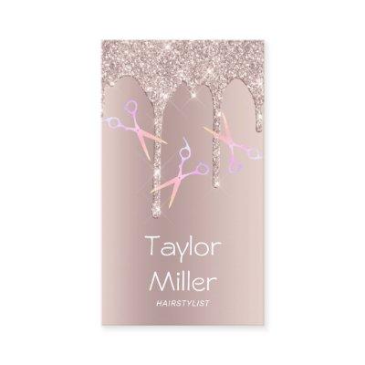 Champagne glitter drips holographic scissors hair