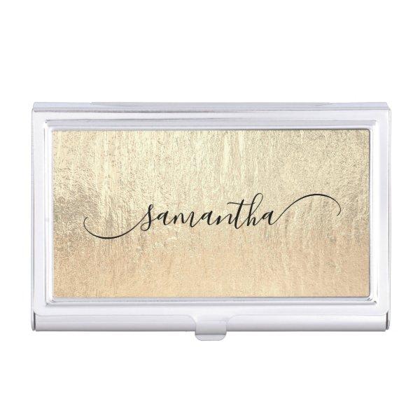 Champagne Gold Classy Curved Swash Signature Name  Case