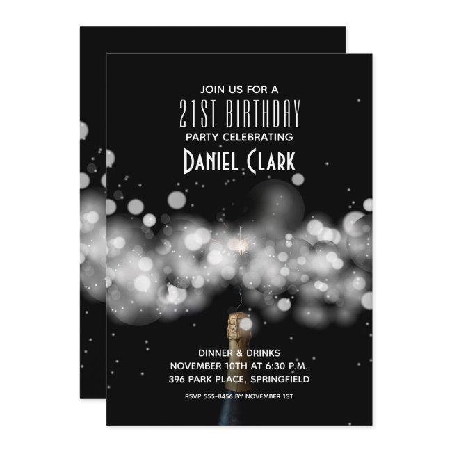 Champagne Sparkle Birthday Party Invitations