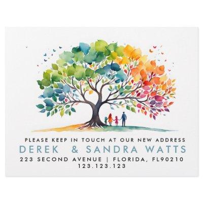 change of address, moved announcement family tree flyer