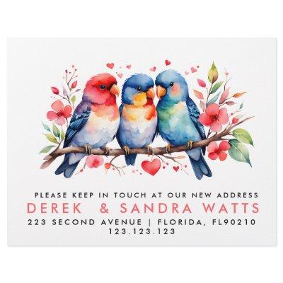 change of address, moved announcement love birds flyer