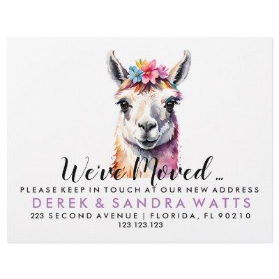 Change of address we've moved watercolor LLama Flyer