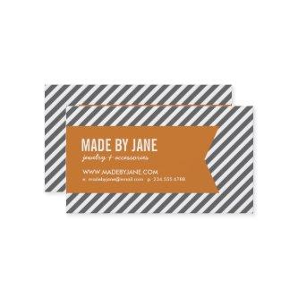 Charcoal & Burnt Orange Modern Stripes & Ribbon