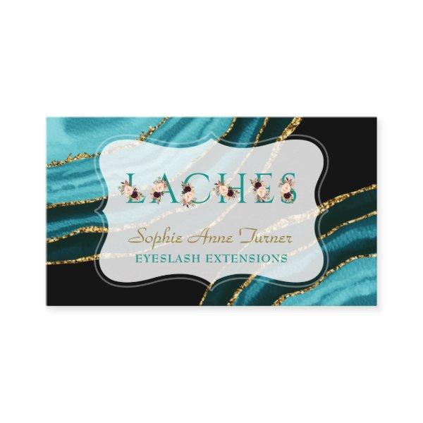 Charm Turquoise Agate Gold Floral Letter Laches