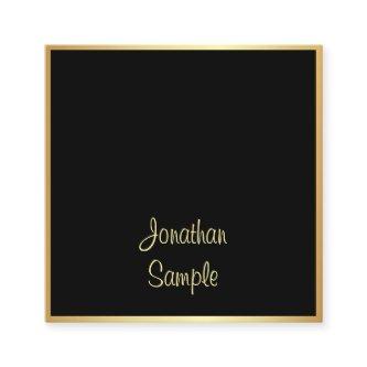 Charming Black Gold Hand Script Text Font Modern Square