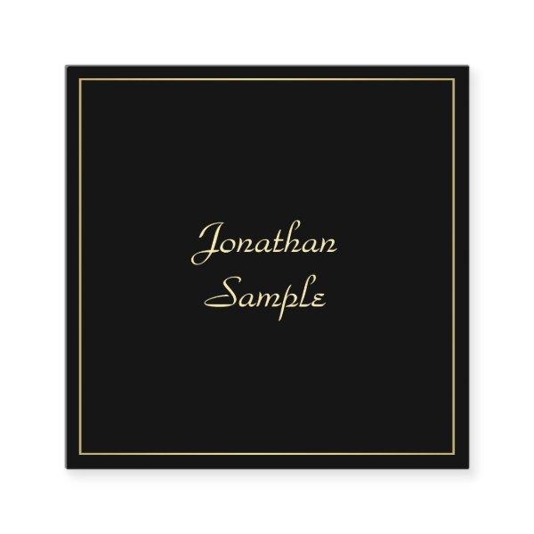 Charming Gold Handwritten Script Elegant Plain Square