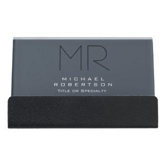 Charming Modern Monogram Gray Clean Desk  Holder