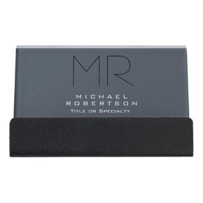Charming Modern Monogram Gray Clean Desk  Holder