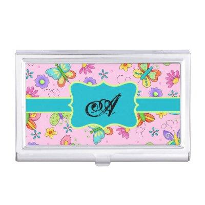 Charming Whimsy Butterflies Pink Monogram  Holder