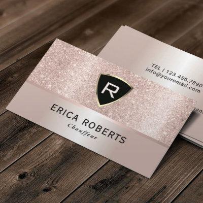 Chauffeur Luxury Monogram Blush Rose Gold Glitter