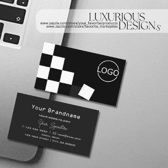 Checkered Black Dark Gray Modern with Logo Stylish