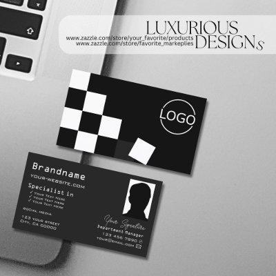 Checkered Black Dark Gray with Logo and Photo