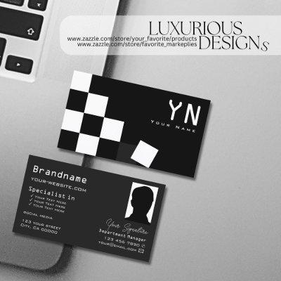 Checkered Black Dark Gray with Monogram and Photo
