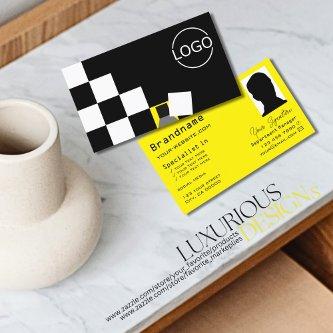 Checkered Black White Yellow with Logo and Photo