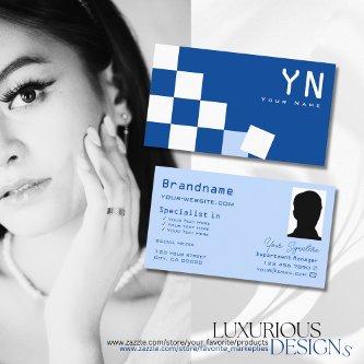 Checkered Blue and White with Monogram & Photo
