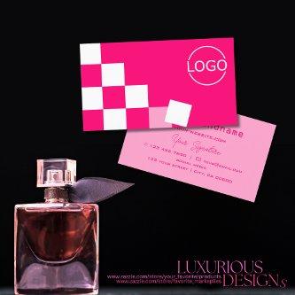 Checkered Pink and White Modern with Logo Stylish