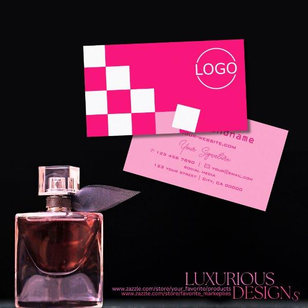 Checkered Pink and White Modern with Logo Stylish
