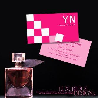 Checkered Pink and White with Monogram Modern