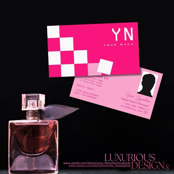 Checkered Pink and White with Monogram & Photo