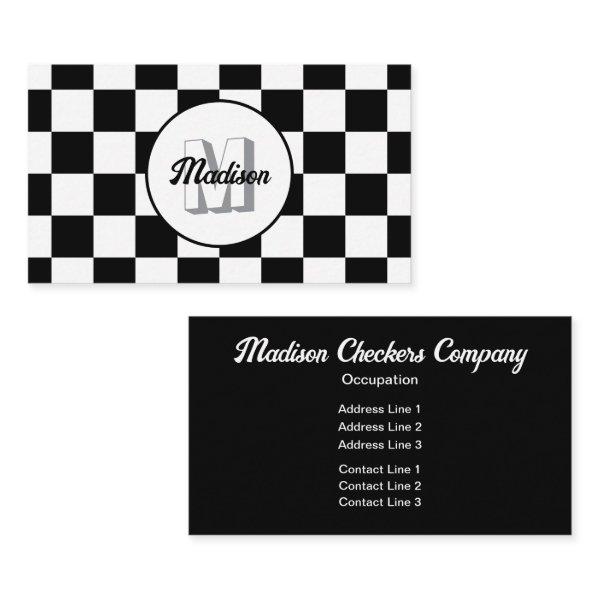 Checkered squares black and white retro Monogram