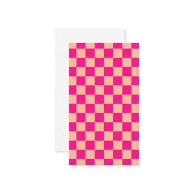 Checkered squares peach hot pink geometric retro