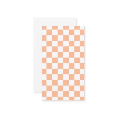 Checkered squares peach orange white geometric