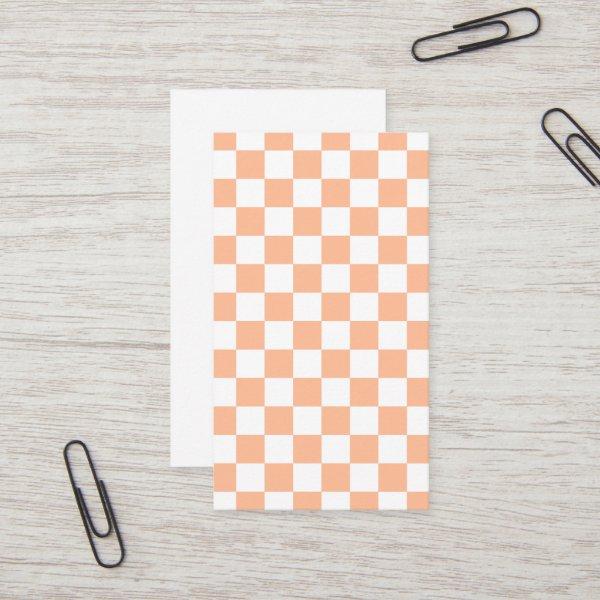 Checkered squares peach orange white geometric